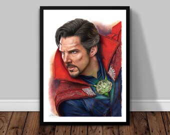 Dessin A3 de Benedict Cumberbatch en DrStrange.