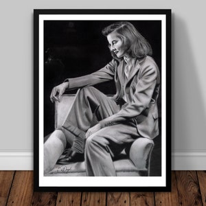 Original Graphite Drawing of Katherine Hepburn A3