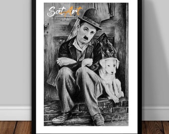 Charlie Chaplin, original drawing- A3