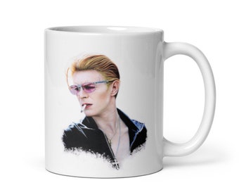Original Drawing of David Bowie White Glossy Mug