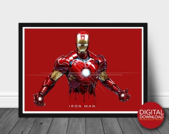 Iron Man Art, Superhero Wall Decor (Digital Download)