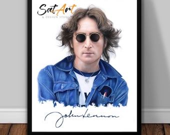 Disegno a matita colorata A3 di John Lennon