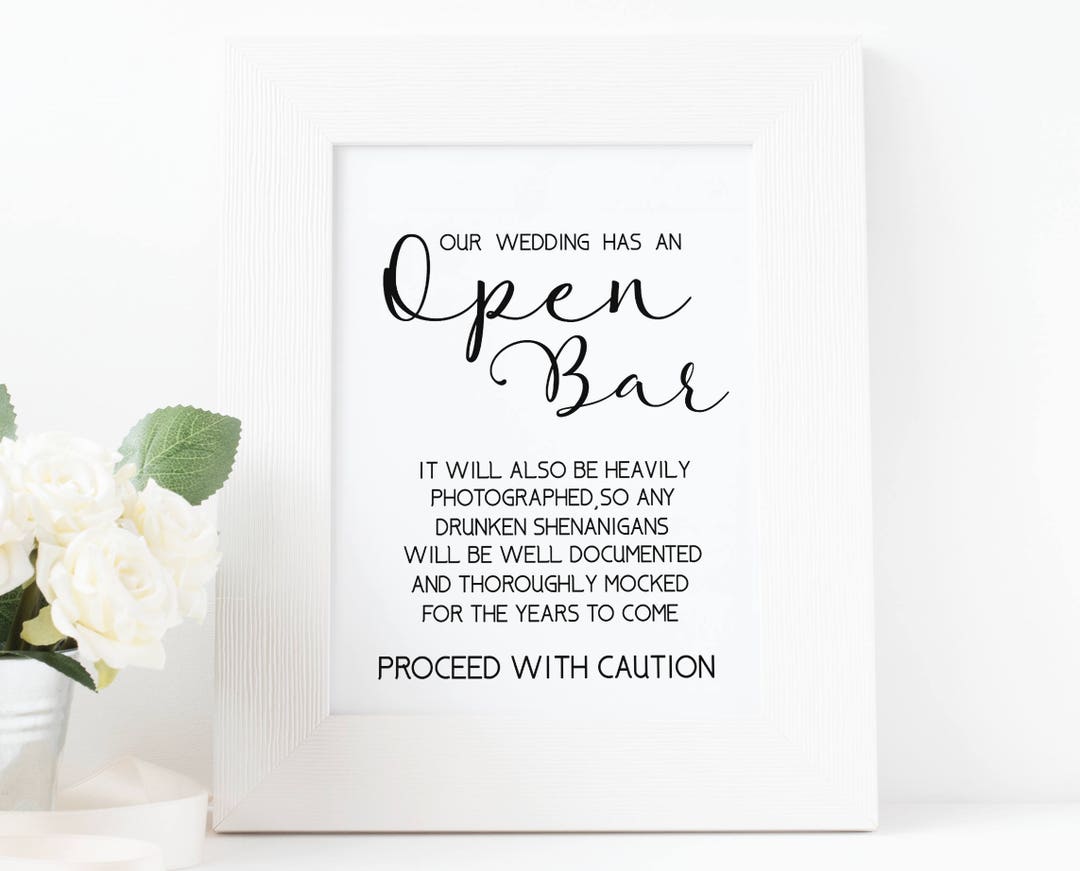 Open Bar Printable, Open Bar Sign, Open Bar Wedding Sign, Wedding ...