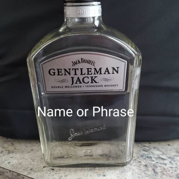 Custom Etched|Gentleman Jack 750Ml Bottle| Personalized bottle|etched glassware|bar|Personalized etching| Gift| Be Mine| Valentine|1.75L|Men