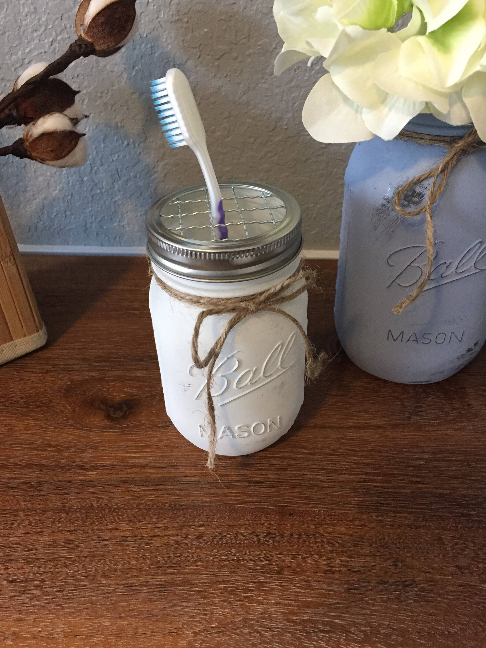 Mason Jar Bathroom Set Mason Jar Bath Set Mason Jar Decor Etsy