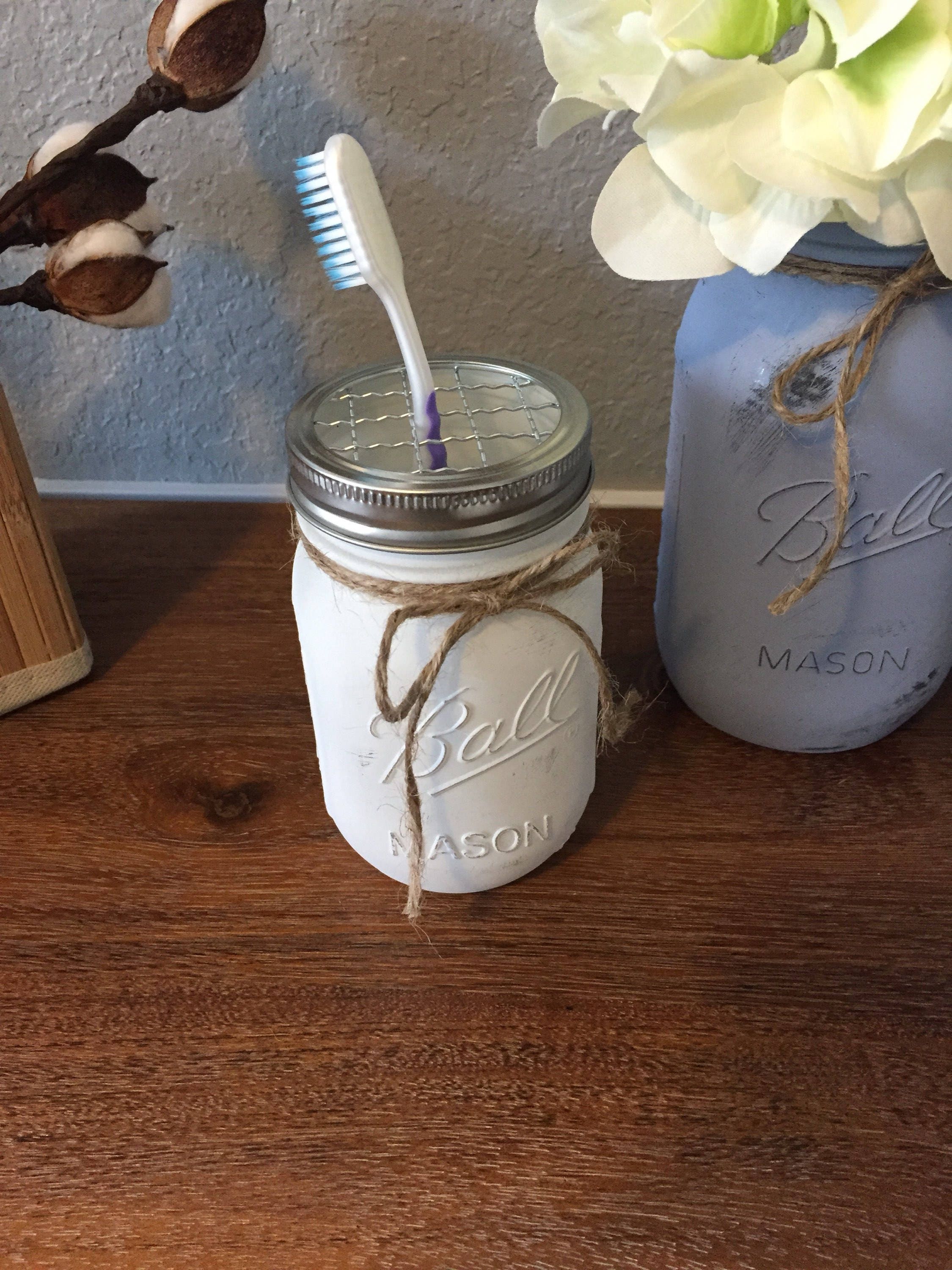 Mason Jar Bathroom Set Mason Jar Bath Set Mason Jar Decor Etsy