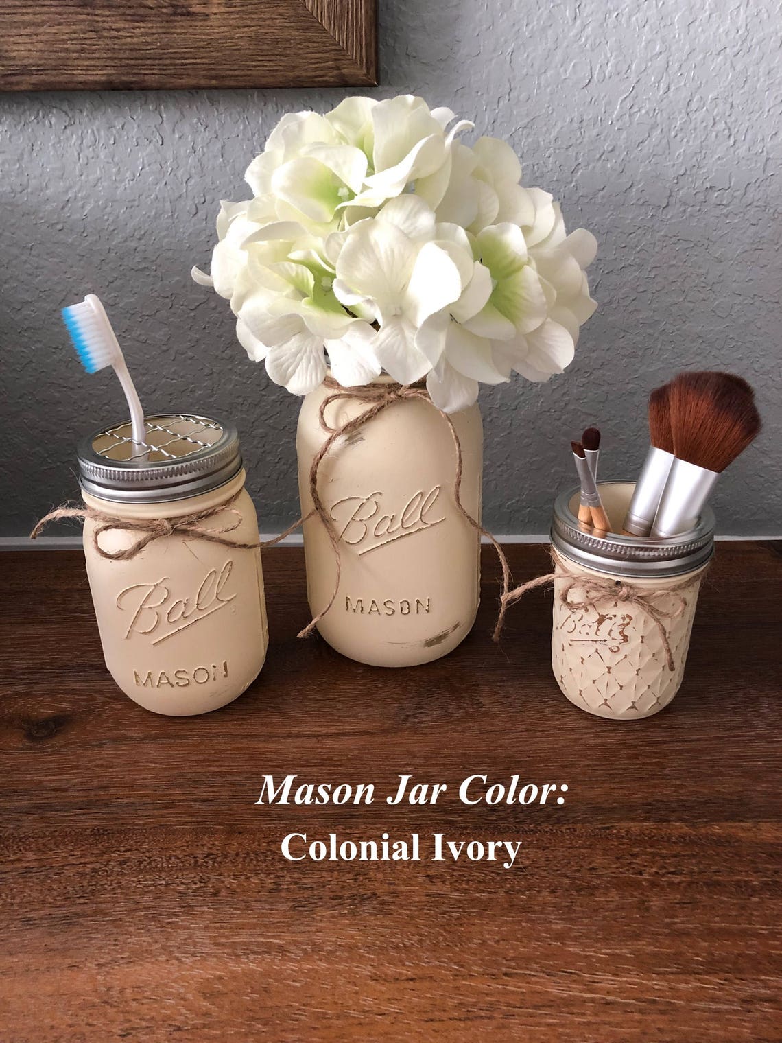 Mason Jar Bathroom Set Mason Jar Bath Set Mason Jar Decor Etsy