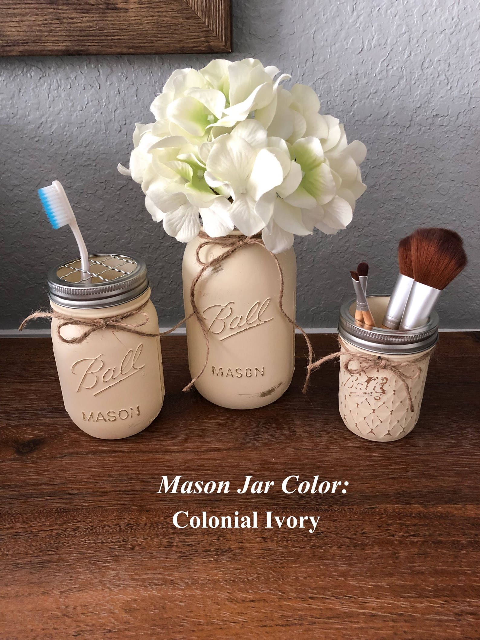 Mason Jar Bathroom Set Mason Jar Bath Set Mason Jar Decor Etsy