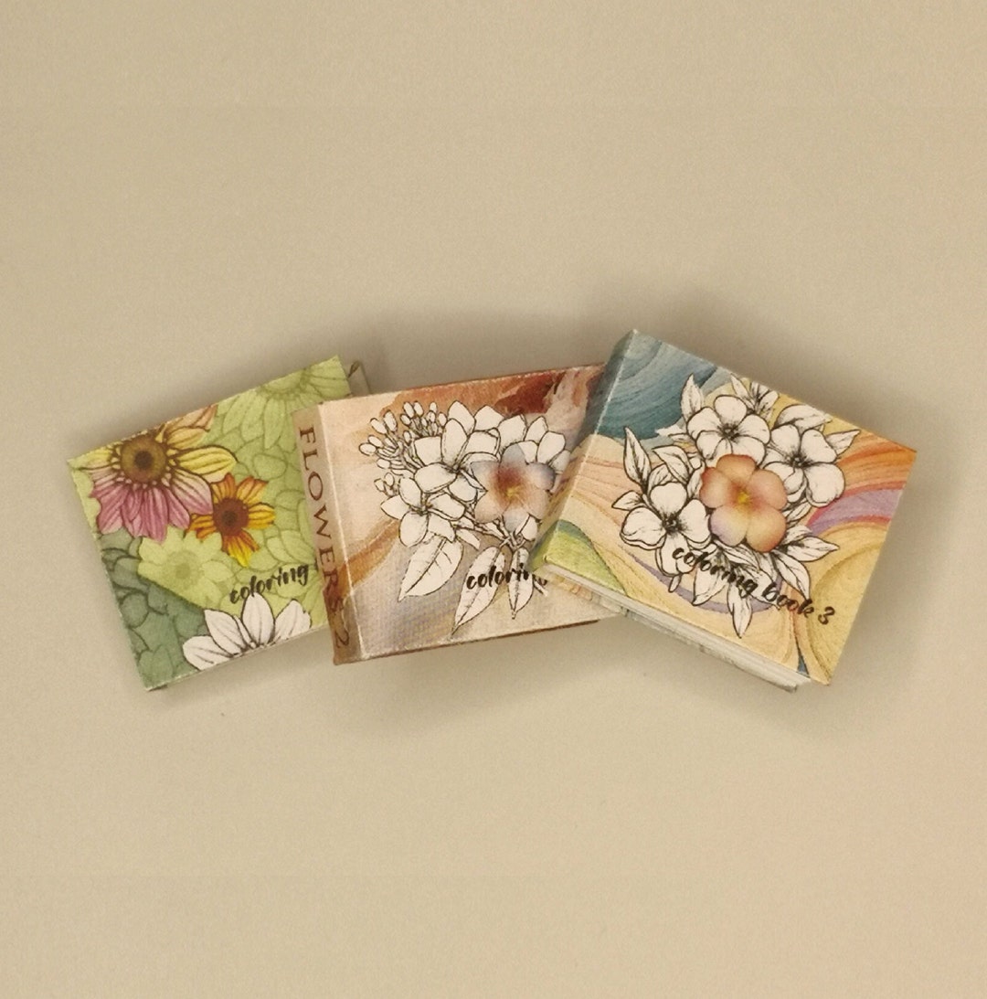 Flower Coloring Book, Set of 3, Mini Books, Digital Download, Printable