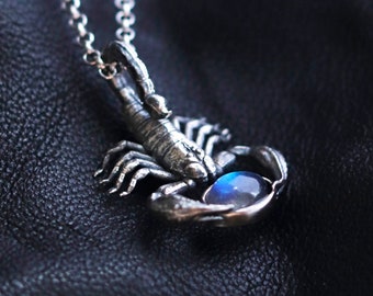 Scorpion Necklace , Aesthetic Necklace, Scorpion pendant, Moonstone, Garnet, Amethyst, Citrine, Zodiac Necklace, Unique Gift for Her