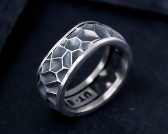 Hammer Forged Textured Ring ,Jewelry For Men, Silver Ring,Unique Gift For Grandpa, Streetwear Jewellery, Fashion Men Ring, Best Friend Gift