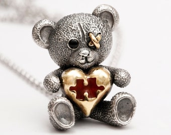 Bear Necklace, Teddy Bear Necklace, ,Personalized Jewelry For Mom, Gift for Mom,Birthday Gift, Silver Mom Necklace,Gift For Mothers Day,