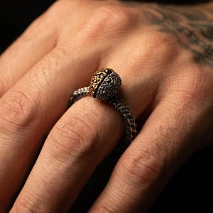 Oxidized Sterling Silver Anatomical Brain Ring: Metacortex Neuron Design, Hallowen Gift