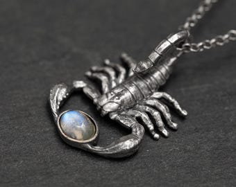 Scorpio Garnet Pendant: Sterling Silver Scorpion Zodiac Necklace