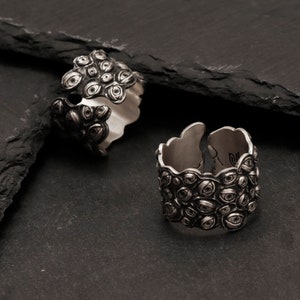 Opvallende boze oogring, 925 sterlingzilver gotisch oog, edelsteenring, Oculos-ring, boze oogring, ogen ring sieraden, Halloweencadeau