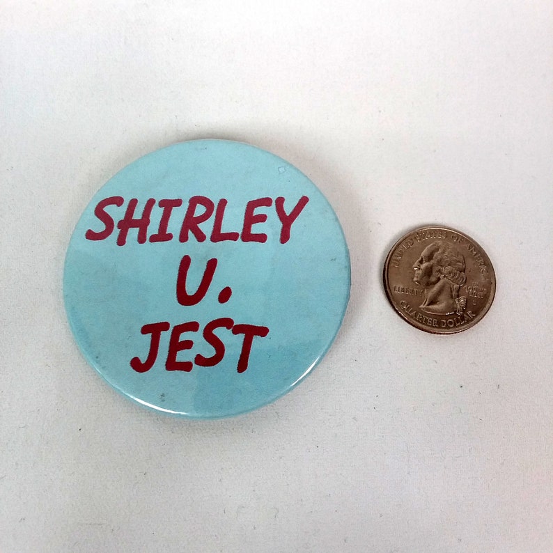 Jest 2.25 Pinback Button joking joke just kidding jk funny cute buttons badge 90s Shirley U Vintage 80s