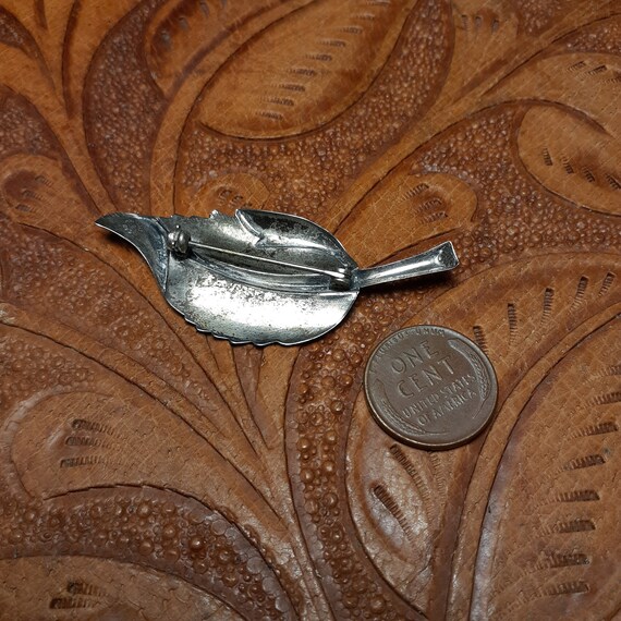 Vintage 50s Sterling Silver Feather Brooch By Bea… - image 4