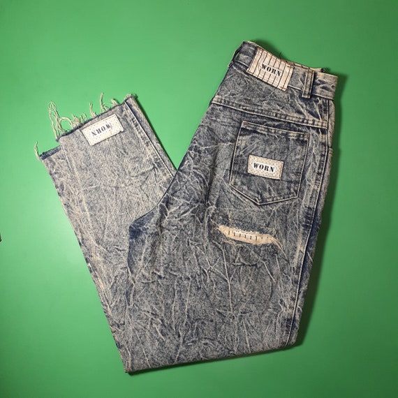 Vintage 80s Quirky Acid Wash Mom Jeans 