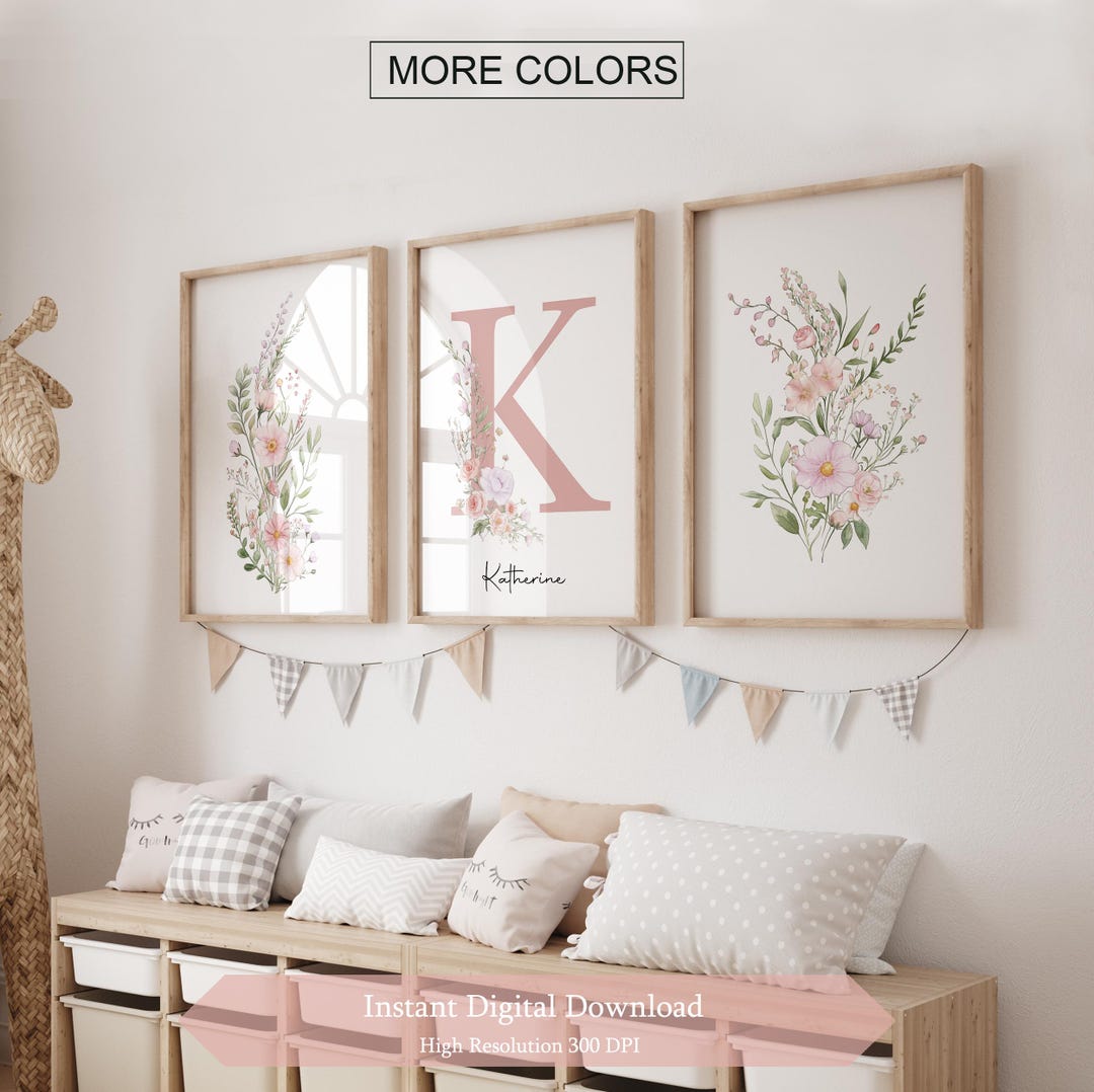 Floral Nursery Wall Art, Custom Wildflowers Prints, Boho Baby Girl ...