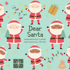Kerstman kerst clipartset |  Handgeschilderde kerstmanillustraties | Feestdag-png |  Kerstafbeeldingen voor kinderen