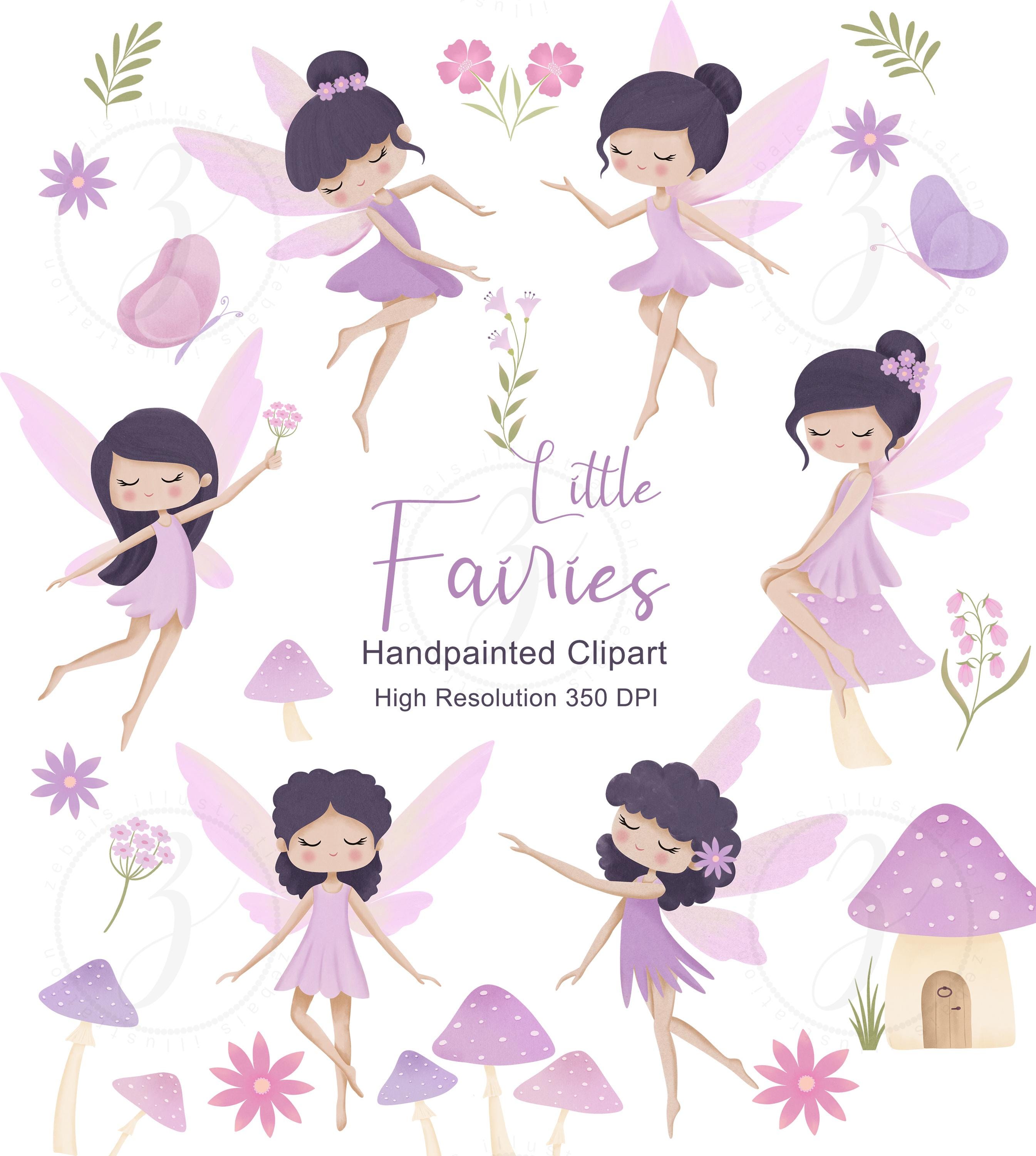 Hand Painted Fairy Clipart Bundle, Watercolor Fairies, Birthday PNG ...