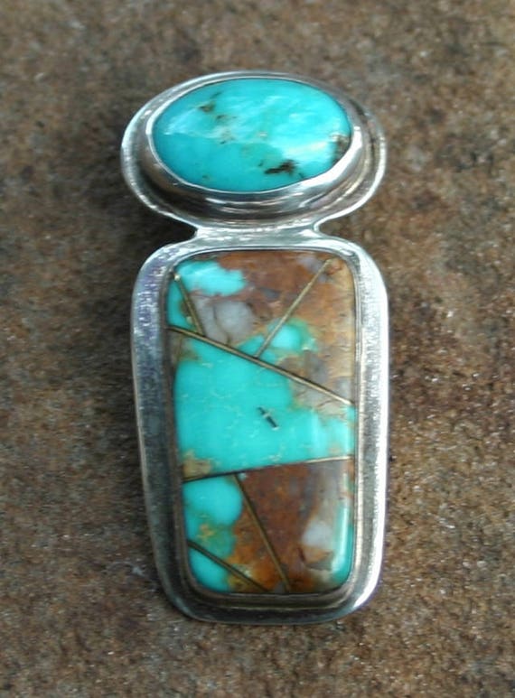 Sale!!! Unique Vintage 1990's Pendant - Turquoise… - image 1