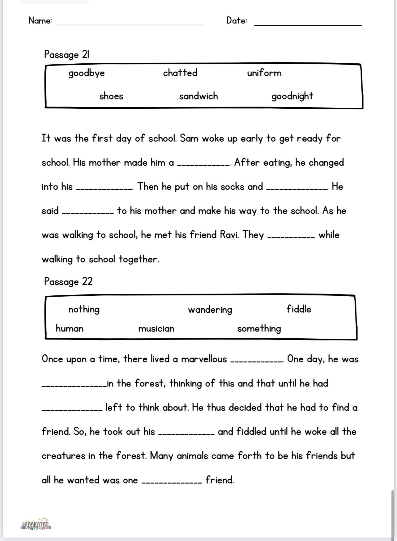 24 printable cloze passage practices for grade 1 primary 1 students etsy