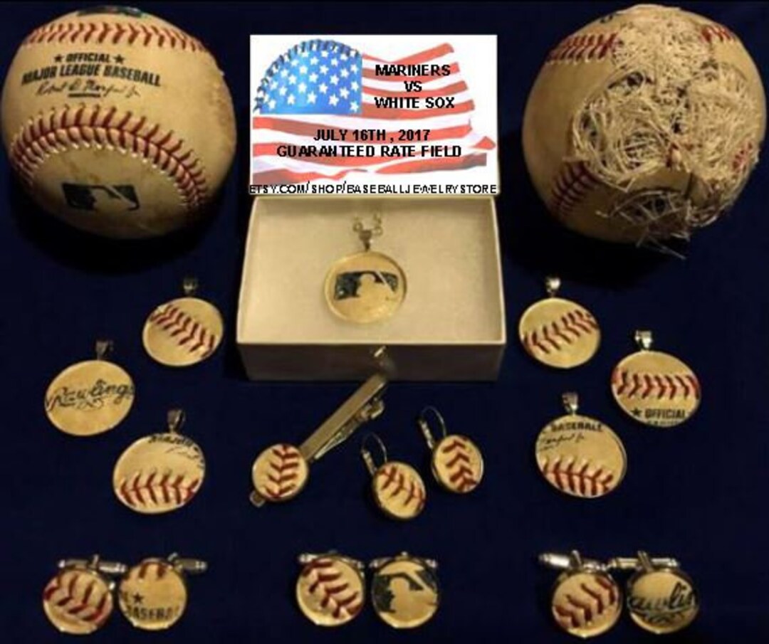 Seattle Mariners Jewelry Made From MLB Authenticated Game Used Baseball Cufflinks Earrings