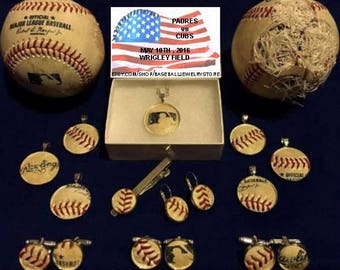 San Diego Padres jewelry made from MLB authenticated game used baseball : cufflinks earrings pendants tie clip