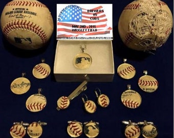 Chicago Cubs sieraden gemaakt van MLB geauthenticeerd spel gebruikt honkbal : manchetknopen oorbellen hangers tie clip Bryant Baez Rizzo Wrigley