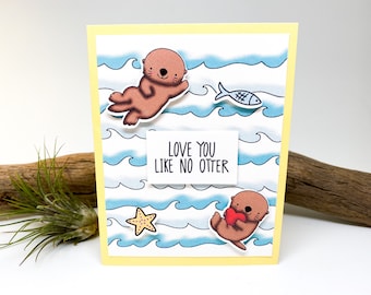 Love You Like No Otter - Missing You, Girlfriend, Boyfriend, Anniversary, Husband, Wife, Card, Sea Otter, Popup, Pop Up, Pun, Fun, Funny