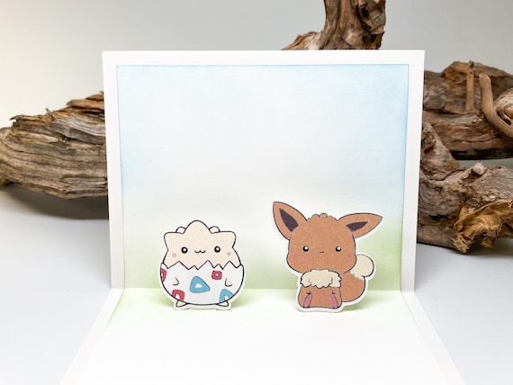Togepi And Eevee Handmade Popup Card Pokemon Birthday Etsy