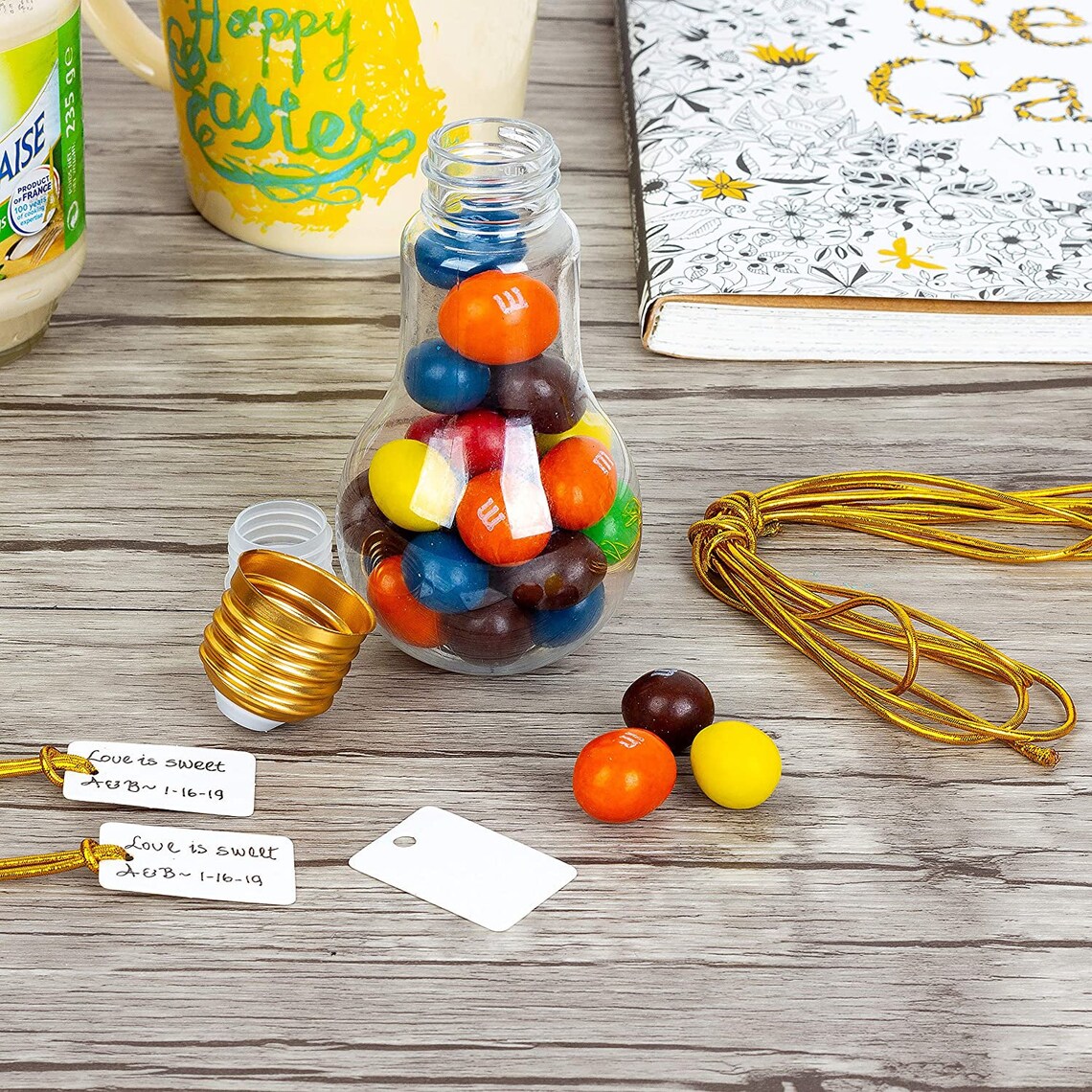 24pc Case Plastic Light Bulb Jars Silver With Labels and Etsy