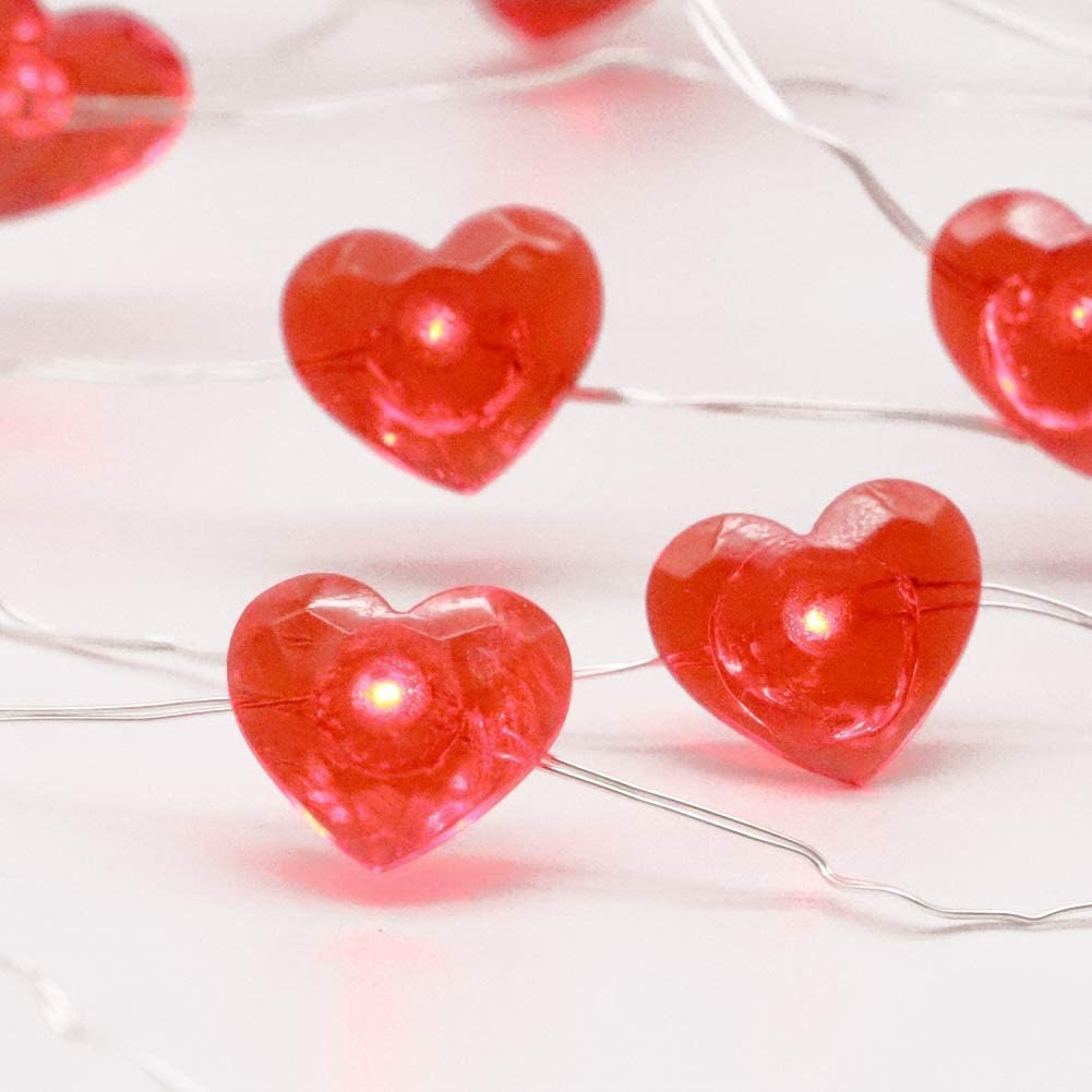 Heart Shaped String Lights Pink Twinkle Lights Red Heart Etsy
