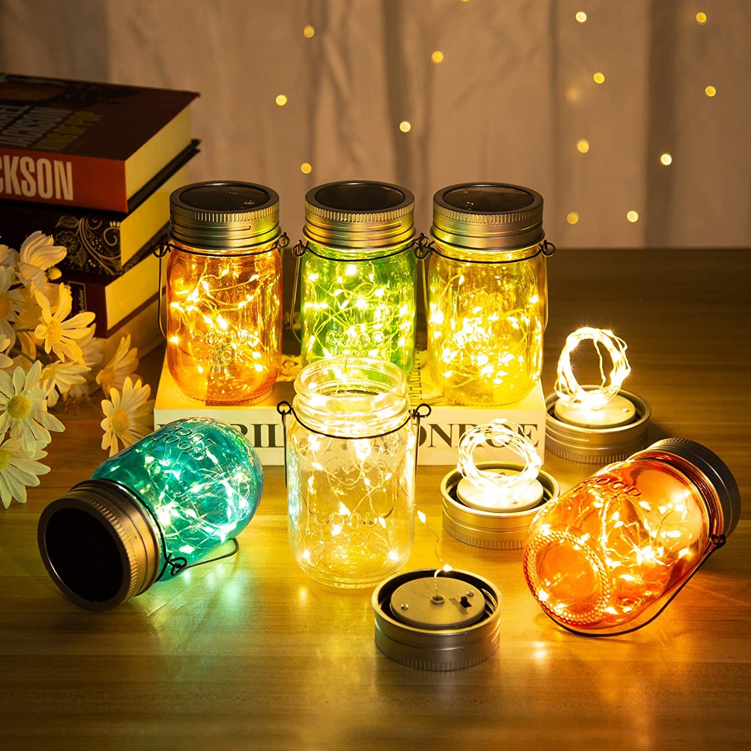 Mason Jar Light Solar 3 Pieces 20 Led Fairy Lights Table Or Pendant For