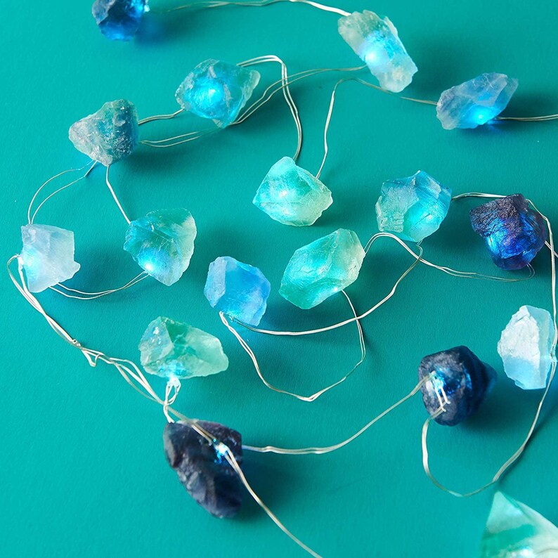 Fluorite Stones Gem Stones String Lights Raw Stones String Etsy