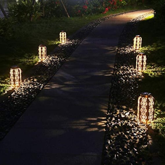 Solar Powered LED Morrocan Lantern Light Hanging Lamp Garden Outdoor Landscape 