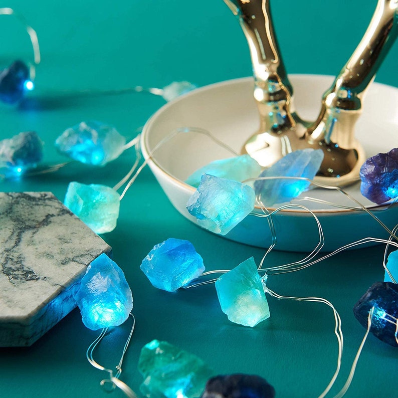 Fluorite Stones Gem Stones String Lights Raw Stones String Etsy