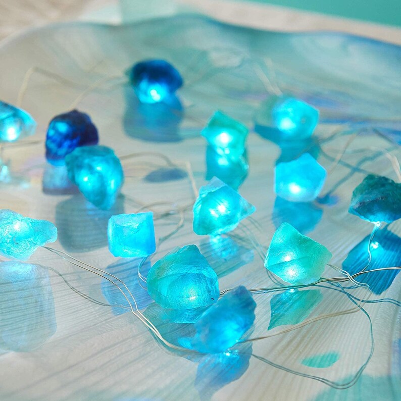 Fluorite Stones Gem Stones String Lights Raw Stones String Etsy
