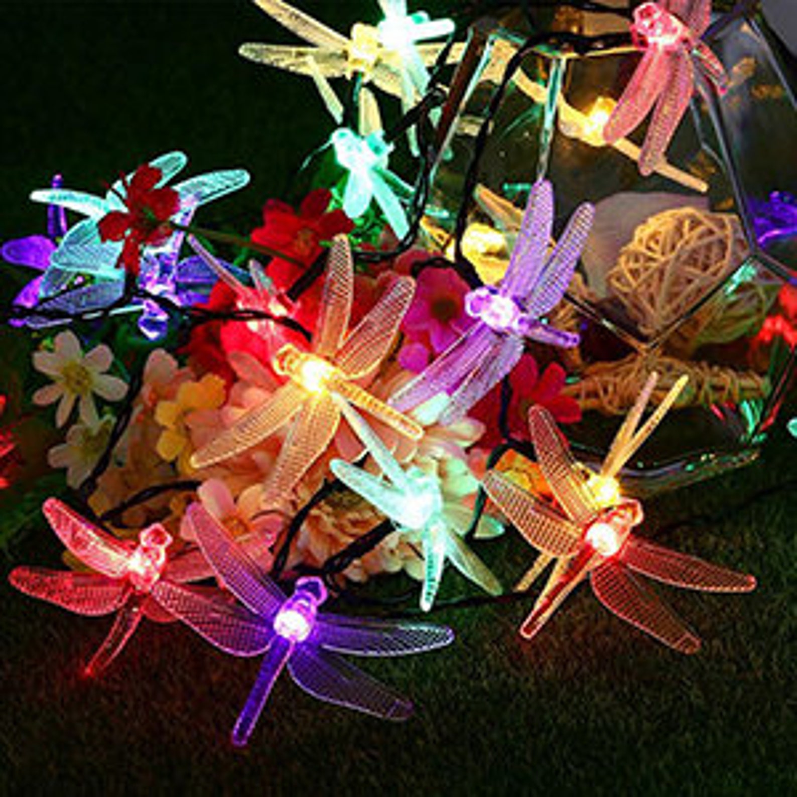 Dragonfly String Lights Outdoor Solar Powered Fairy Lights Etsy