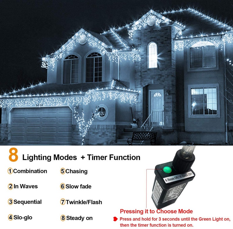 Christmas House Light Show 98.5ft 1216 LED 8 Modes Etsy