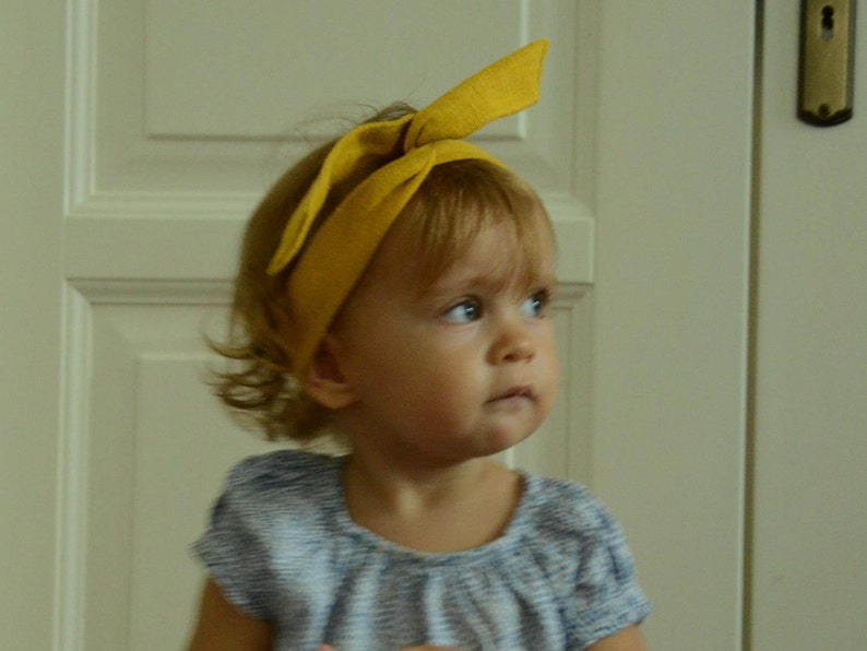 Linen Girl Headbands Set Of 3 Eco 100 Natural Baby Girl Etsy