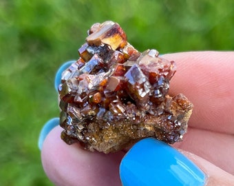 Raw Vanadinite Crystal Cluster from Mibladen, Morocco | Red Hexagonal Vanadinite Crystals | Gemmy Mineral Specimen