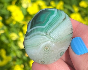 Green, Black and White Gobi Eye Agate | Gobi Desert Mongolia Agate | Rare Chalcedony and Agate Eyes | Metaphysical Healing Crystals