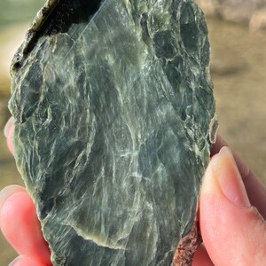 Nephrite Jade from B.C., Canada Rough, Natural Cut Slab, Lapidary Material Smooth Jade Slab for Jewelry Making, Pendants, Cabochons image 6