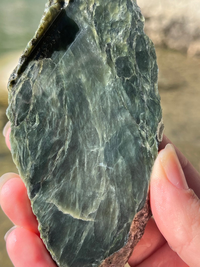 Nephrite Jade from B.C., Canada Rough, Natural Cut Slab, Lapidary Material Smooth Jade Slab for Jewelry Making, Pendants, Cabochons image 6