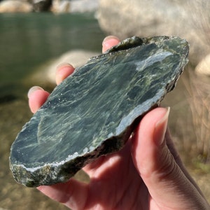 Nephrite Jade from B.C., Canada Rough, Natural Cut Slab, Lapidary Material Smooth Jade Slab for Jewelry Making, Pendants, Cabochons image 2