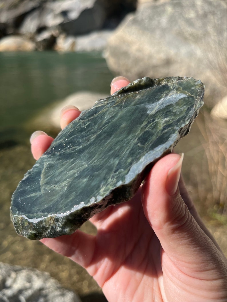 Nephrite Jade from B.C., Canada Rough, Natural Cut Slab, Lapidary Material Smooth Jade Slab for Jewelry Making, Pendants, Cabochons image 2