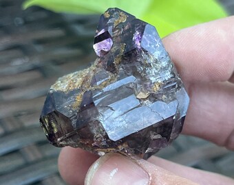 Double Terminated Shangaan Amethyst Crystal from Zimbabwe | Smoky Amethyst with Hematite Inclusions, High Vibration Healing Stone