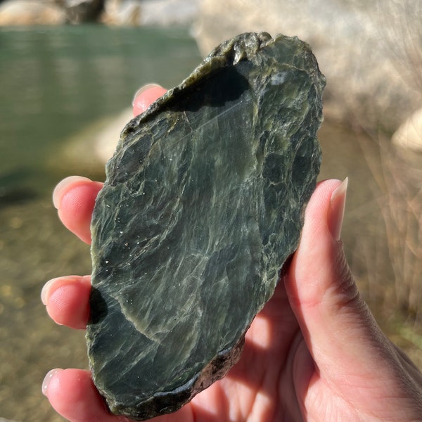 Nephrite Jade from B.C., Canada | Rough, Natural Cut Slab, Lapidary Material | Smooth Jade Slab for Jewelry Making, Pendants, Cabochons